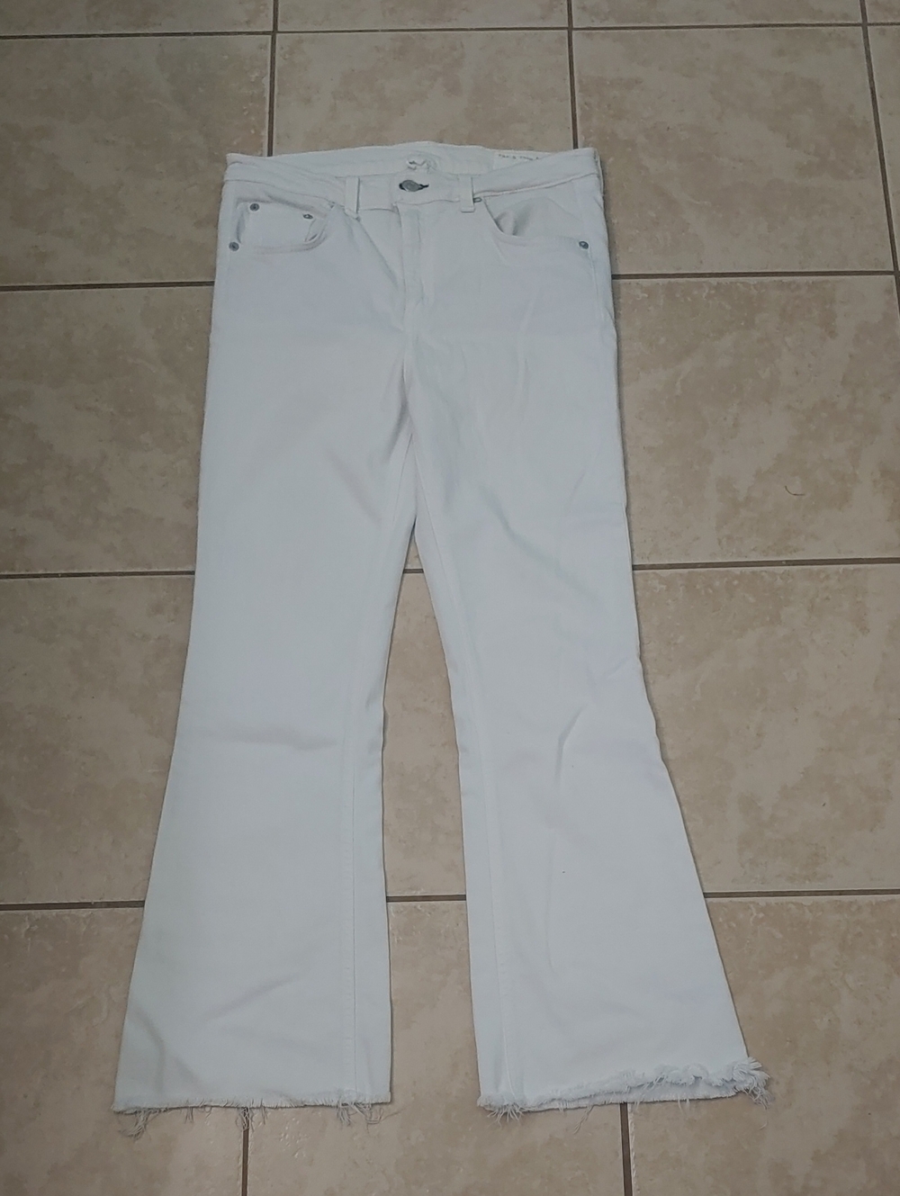 Rag & Bone White Flare Jeans Women's 29" Fringe Hem Denim